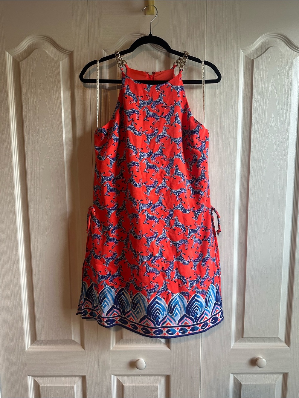 Bright Halter Lilly Romper with Blue zebra Pattern